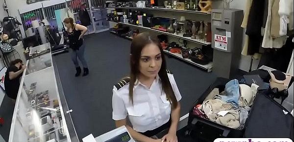  Latin stewardess banged at the pawnshop